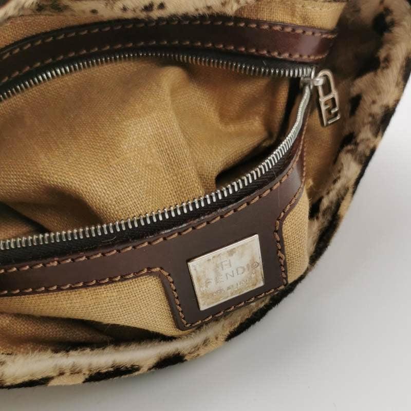 Fendi Baguette Pony-style Calfskin Leather Brown Printed on Beige 5