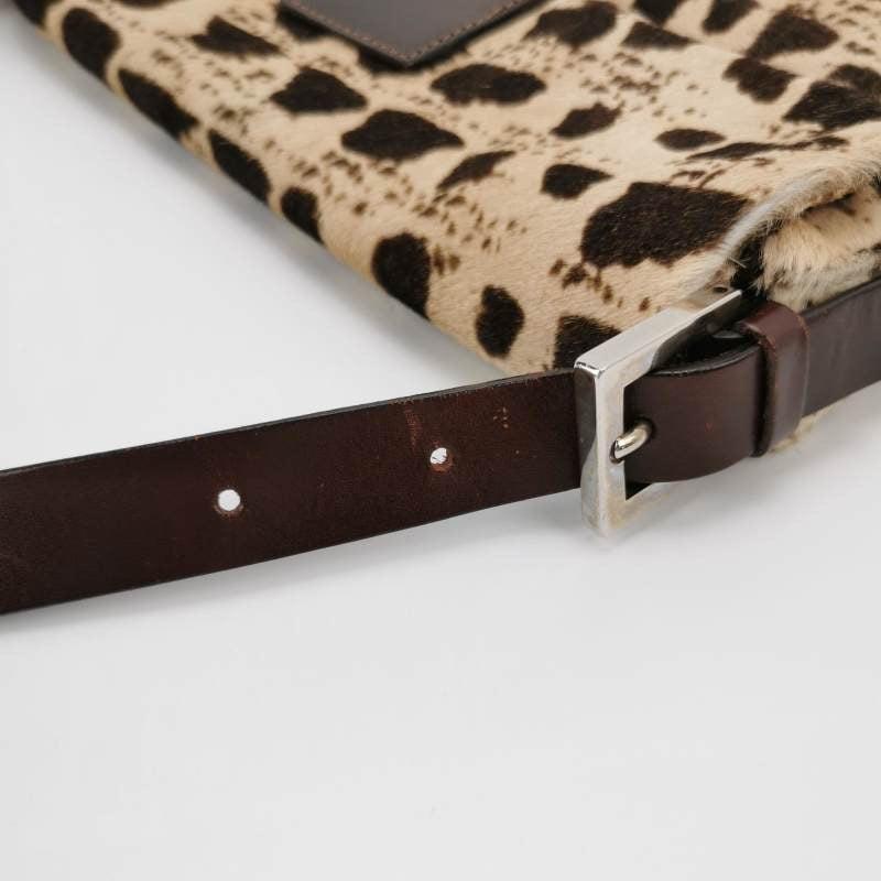 Fendi Baguette Pony-style Calfskin Leather Brown Printed on Beige 7