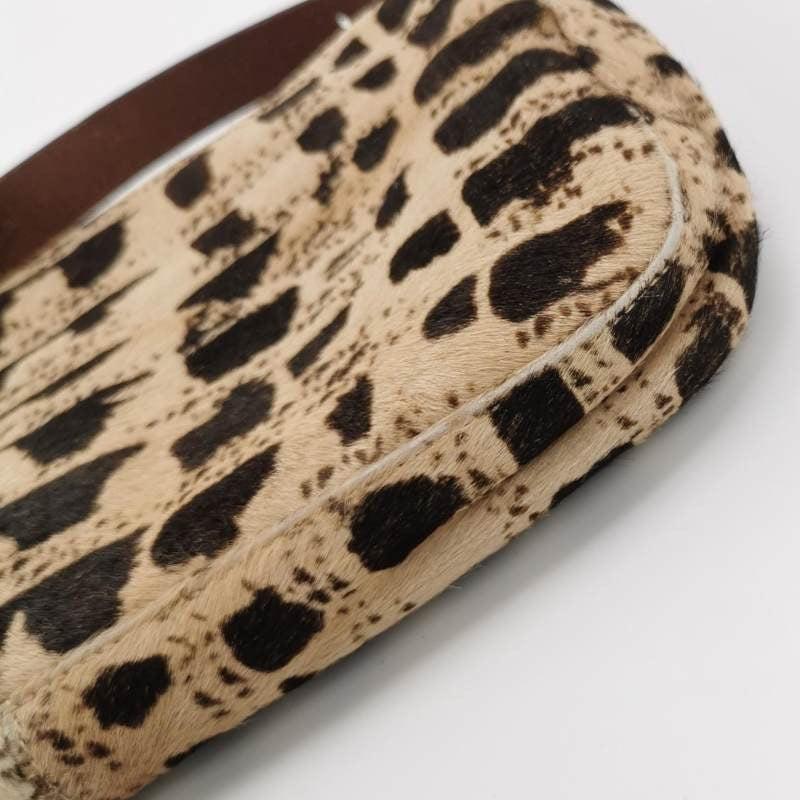 Fendi Baguette Pony-style Calfskin Leather Brown Printed on Beige 8