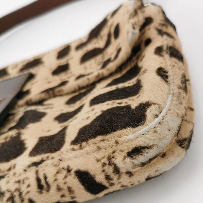 Fendi Baguette Pony-style Calfskin Leather Brown Printed on Beige 2