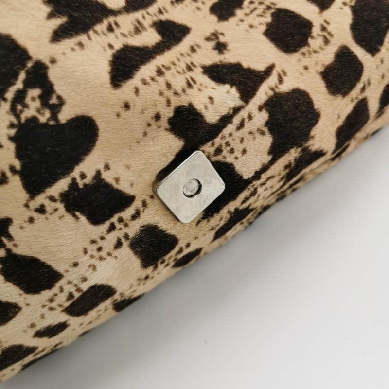 Fendi Baguette Pony-style Calfskin Leather Brown Printed on Beige 4