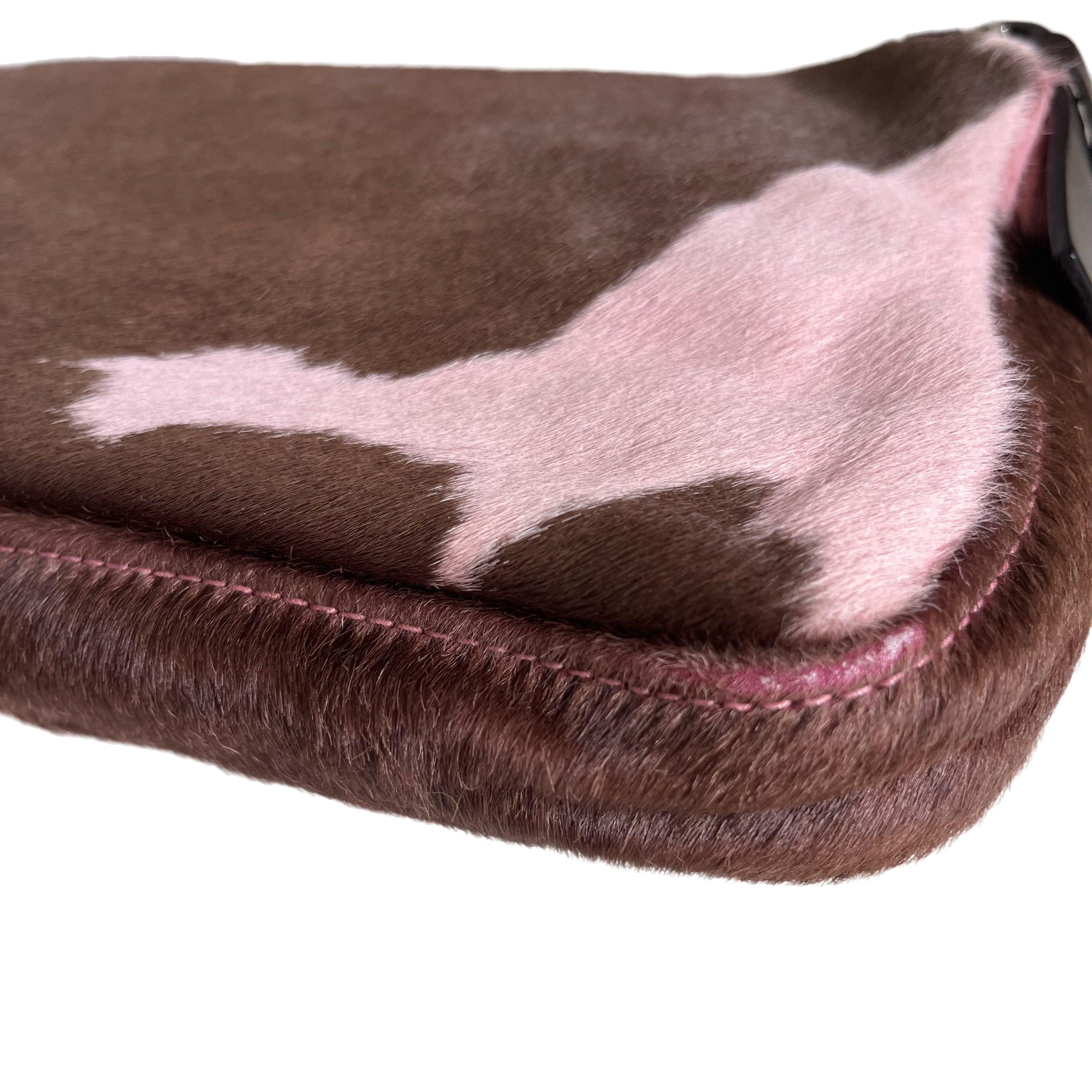 Fendi Baguette Pony-style Calfskin Leather Shoulder Bag in Pink Cow Print 6