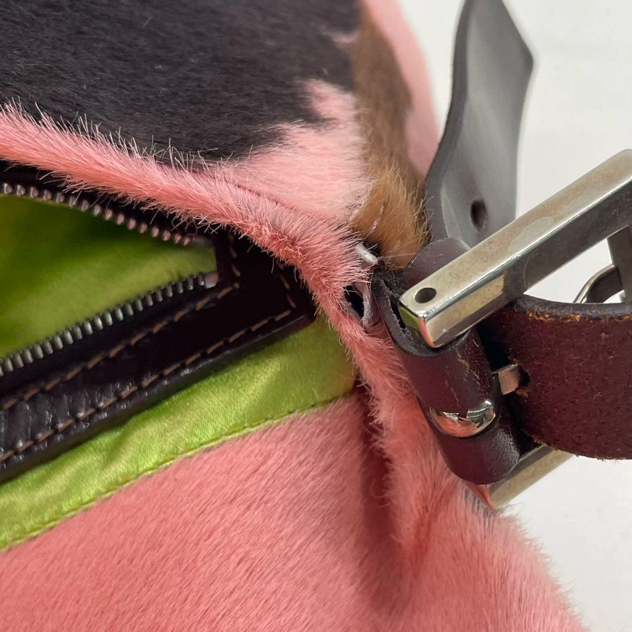 Fendi Baguette Pony-style Calfskin Leather Shoulder Bag in Pink Cow Print 6