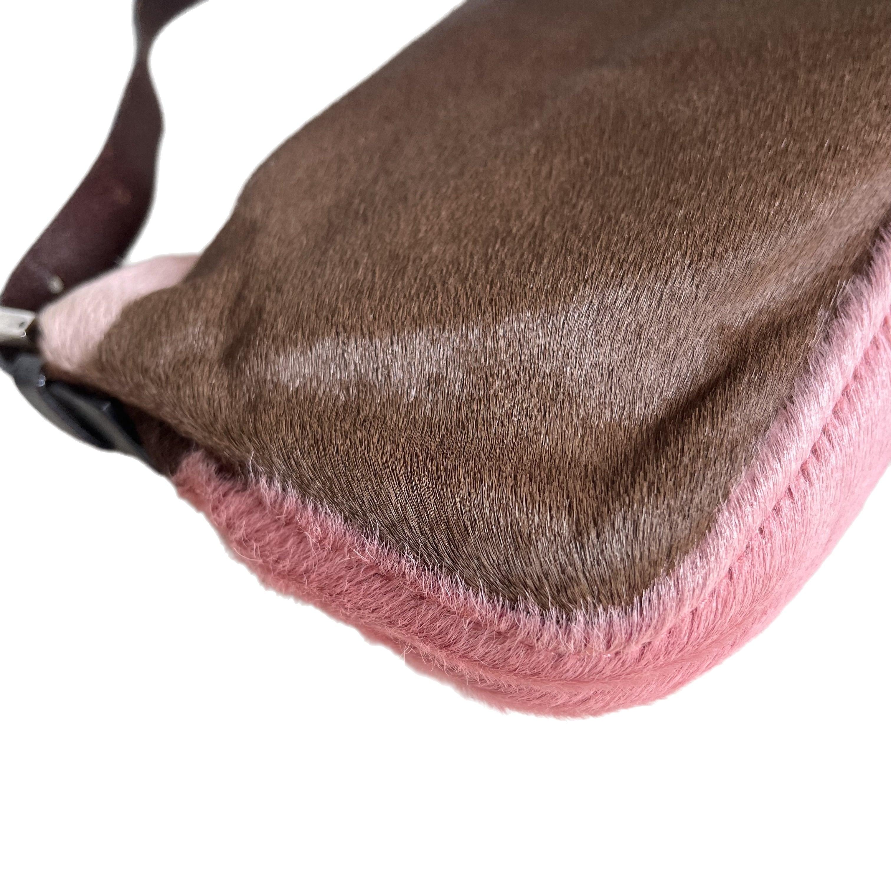 Fendi Baguette Pony-style Calfskin Leather Shoulder Bag in Pink Cow Print 7