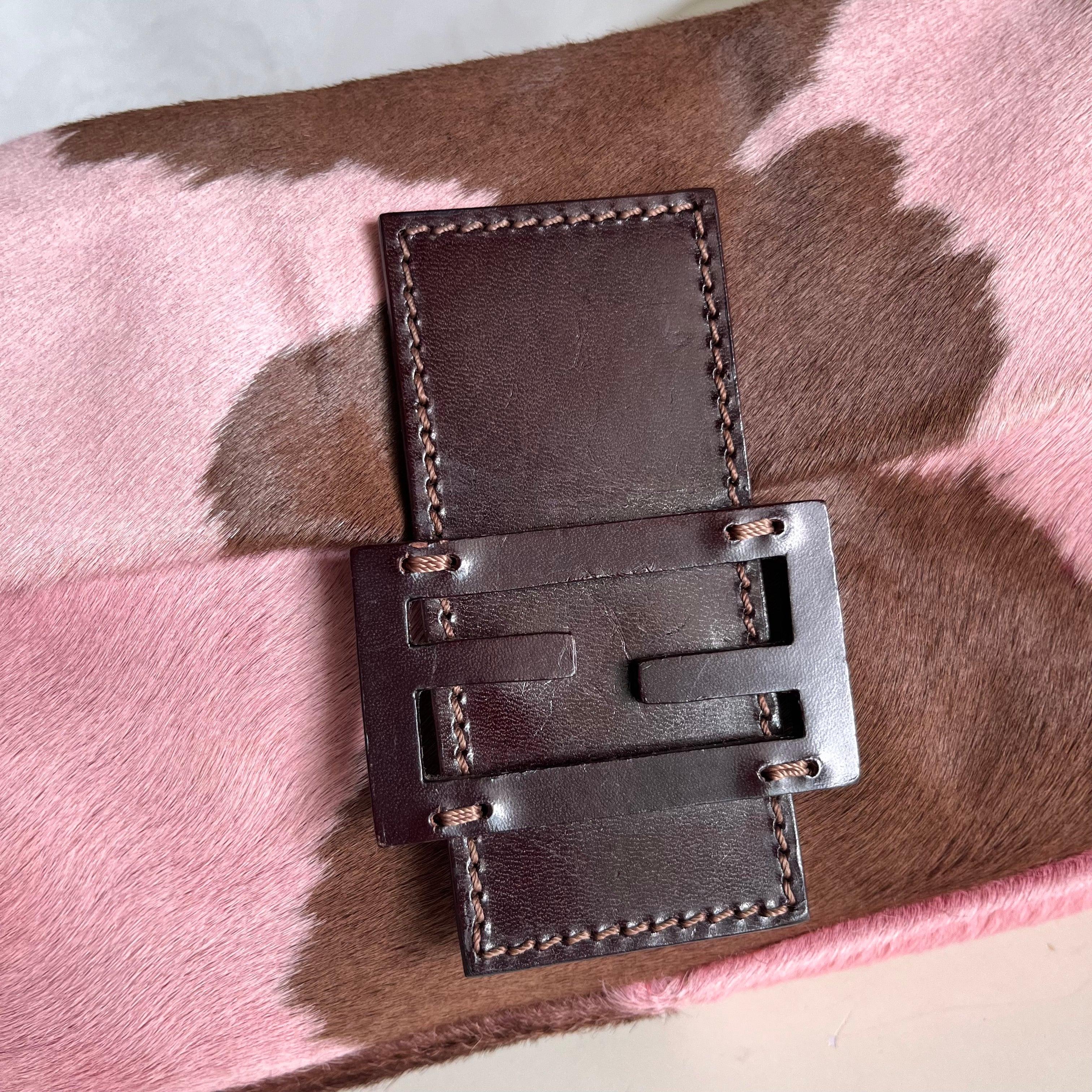 Fendi Baguette Pony-style Calfskin Leather Shoulder Bag in Pink Cow Print 11