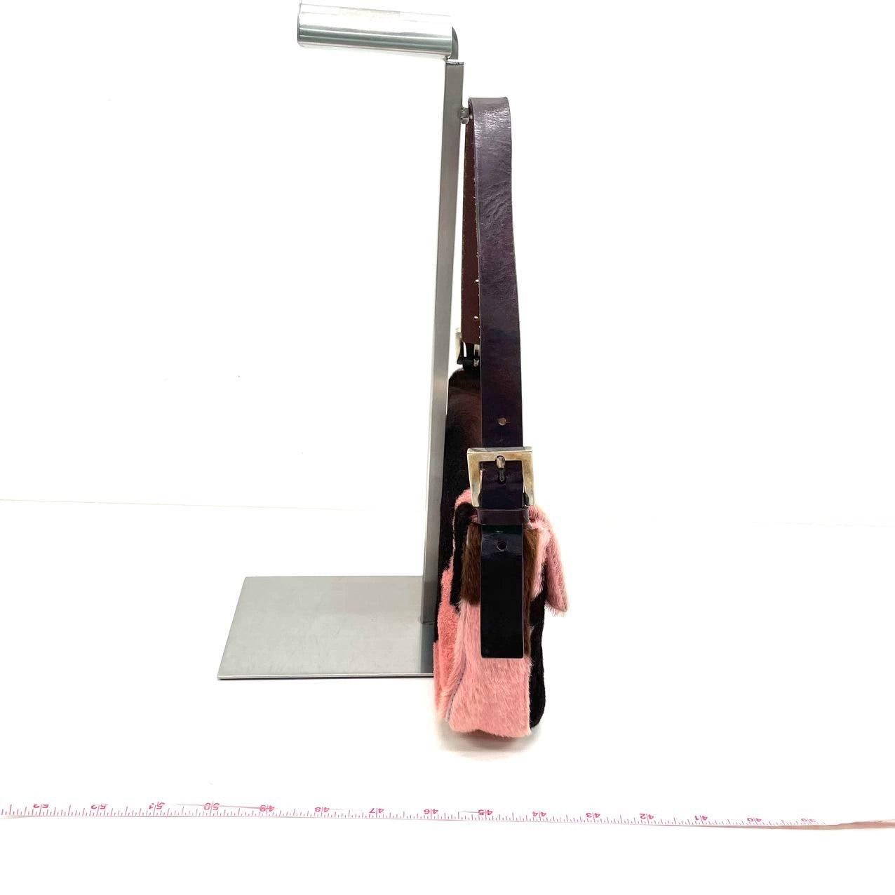 Fendi Baguette Pony-style Calfskin Leather Shoulder Bag in Pink Cow Print 2