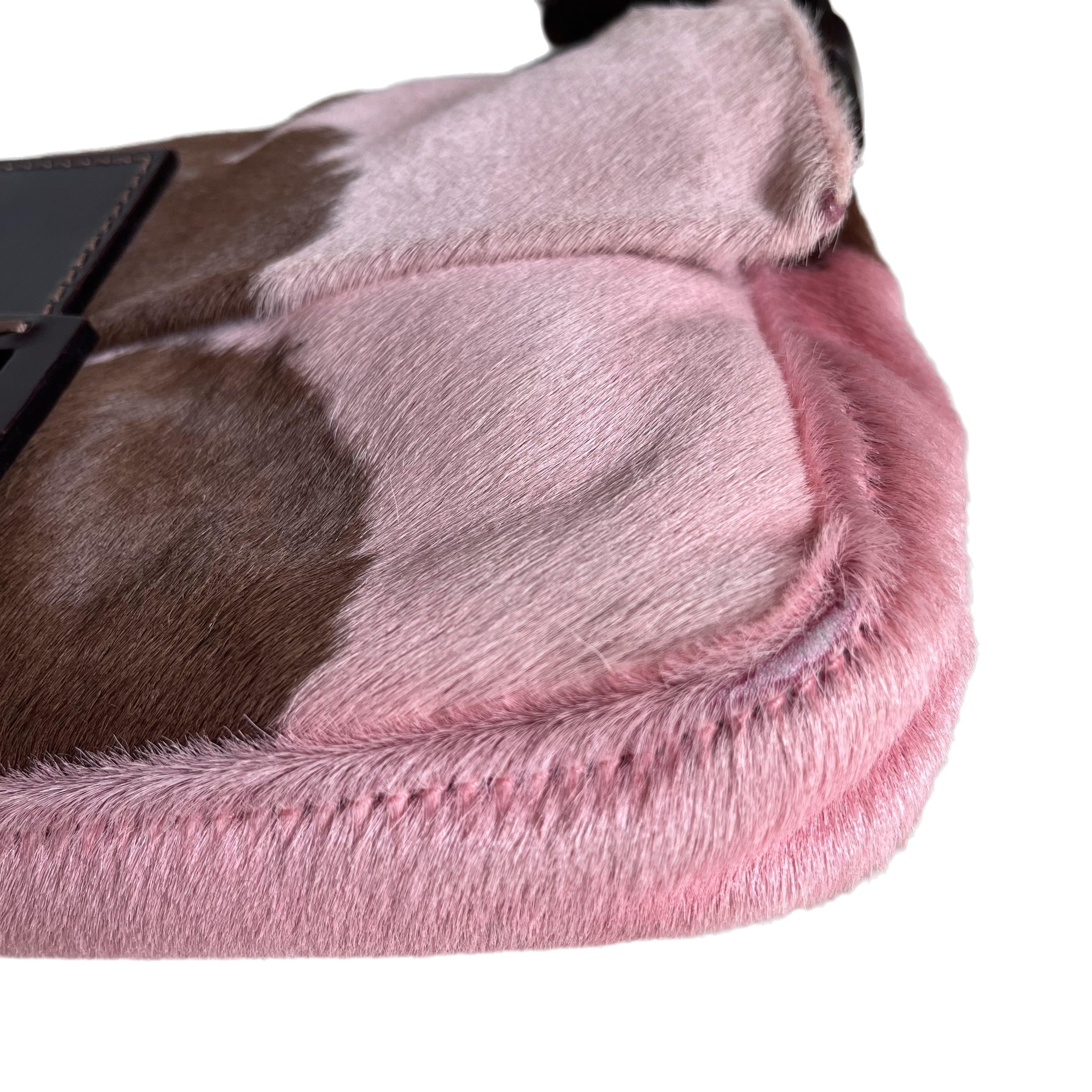 Fendi Baguette Pony-style Calfskin Leather Shoulder Bag in Pink Cow Print 4
