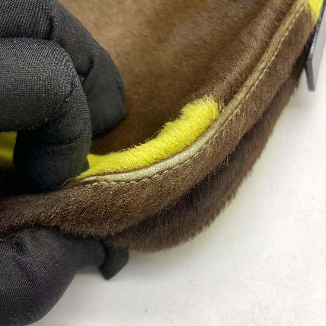 Fendi Baguette Pony-style Calfskin Leather Shoulder Bag in Yellow Cow Print For Sale 11