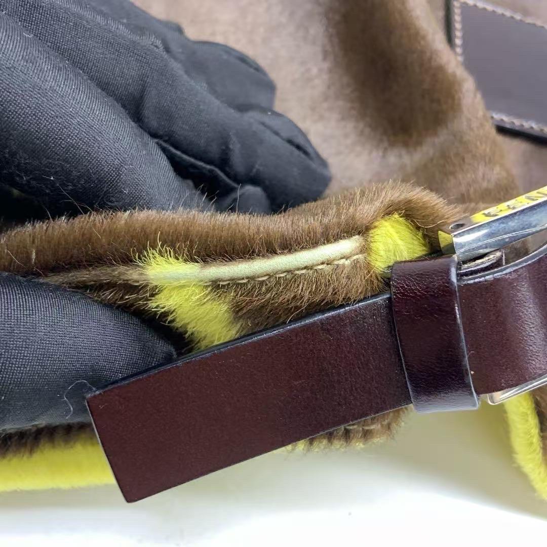 Fendi Baguette Pony-style Calfskin Leather Shoulder Bag in Yellow Cow Print For Sale 13