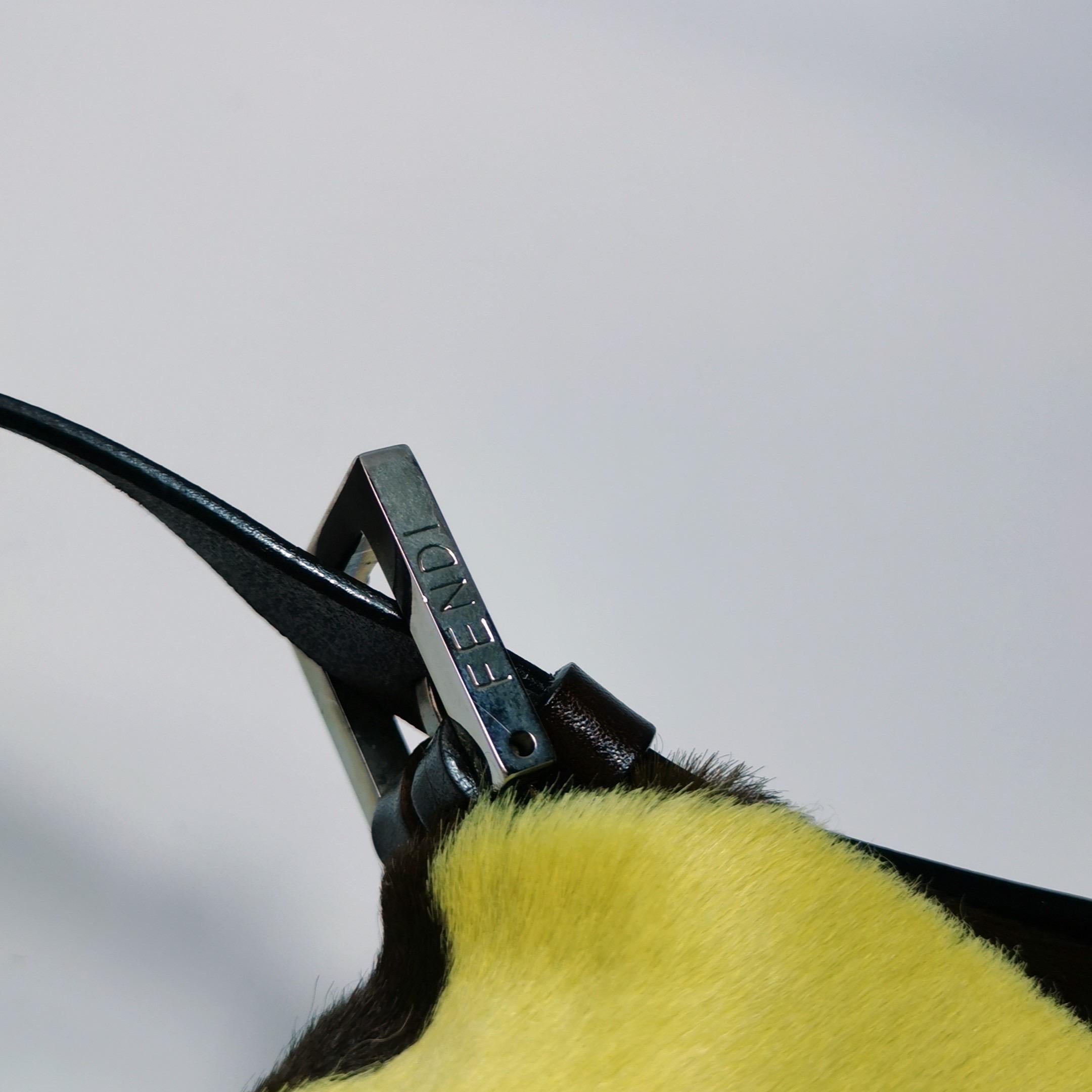 Fendi Baguette Umhängetasche aus Kalbsleder im Pony-Stil mit gelbem Kuhdruck im Angebot 4