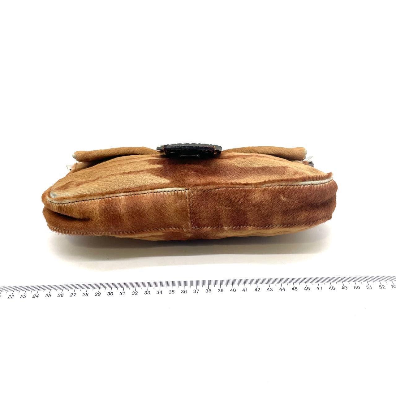 Fendi Baguette Pony-style Calfskin Leather Zebra Print In Good Condition In AUBERVILLIERS, FR