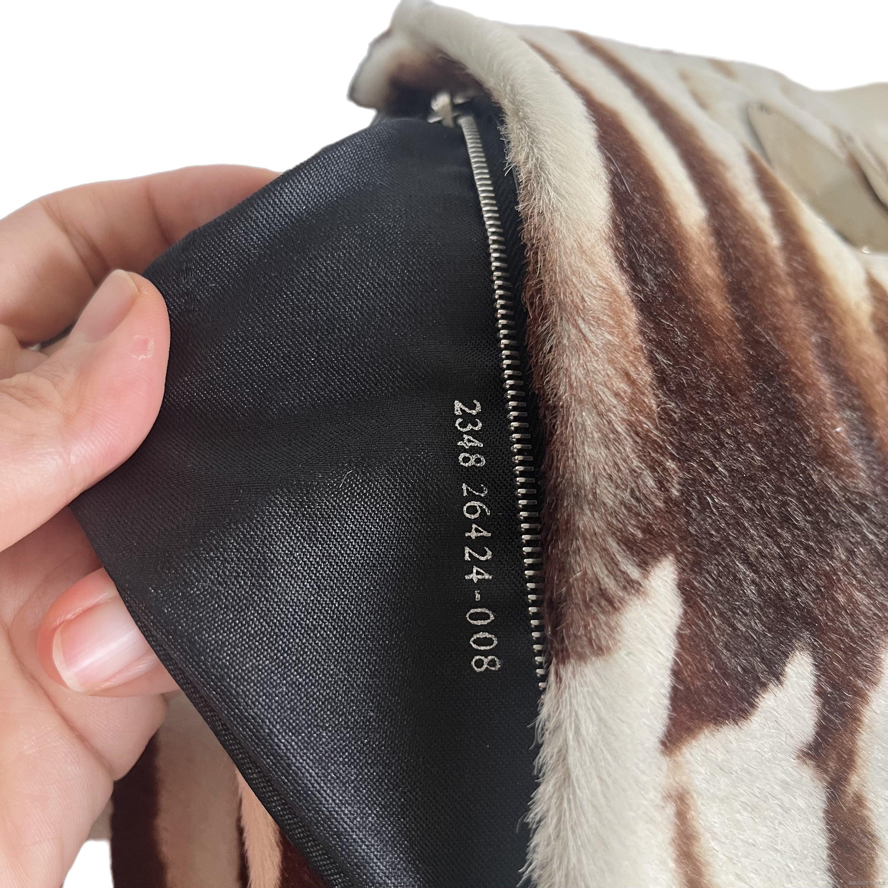 Fendi Baguette Pony-style Calfskin Leather Zebra Print with Metal Mirror 13