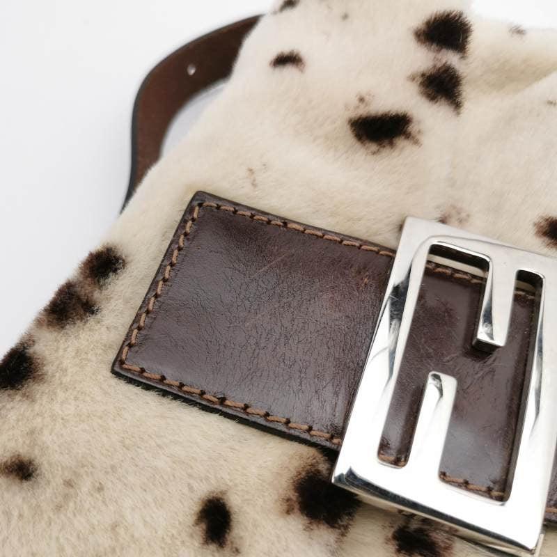 Fendi Baguette Pony-style Leather Dalmatian Print Cream White 6