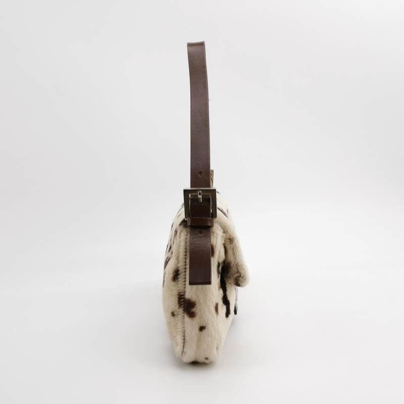 Fendi Baguette Pony-style Leather Dalmatian Print Cream White 1