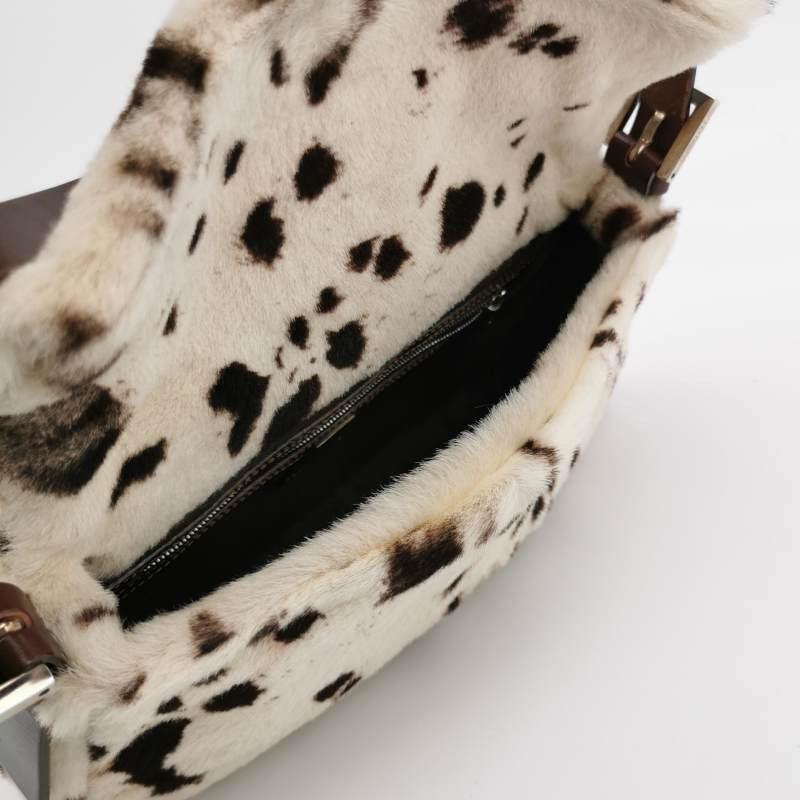 Fendi Baguette Pony-style Leather Dalmatian Print Cream White 4