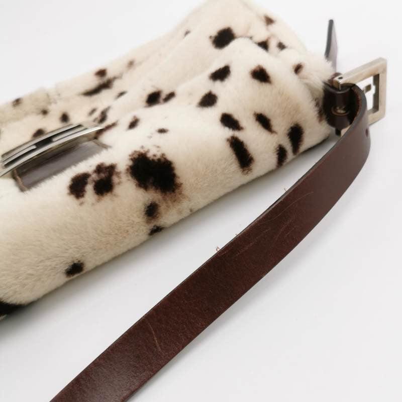 Fendi Baguette Pony-style Leather Dalmatian Print Cream White 5