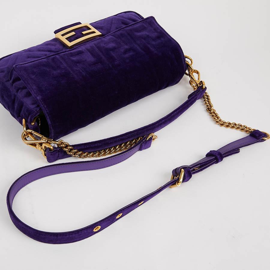 FENDI Baguette Purple Embossed Velvet Bag 2
