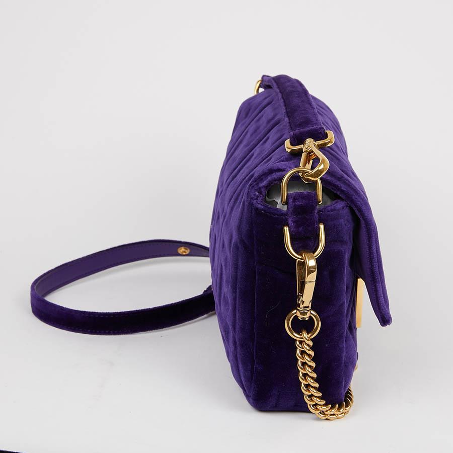 FENDI Baguette Purple Embossed Velvet Bag 3