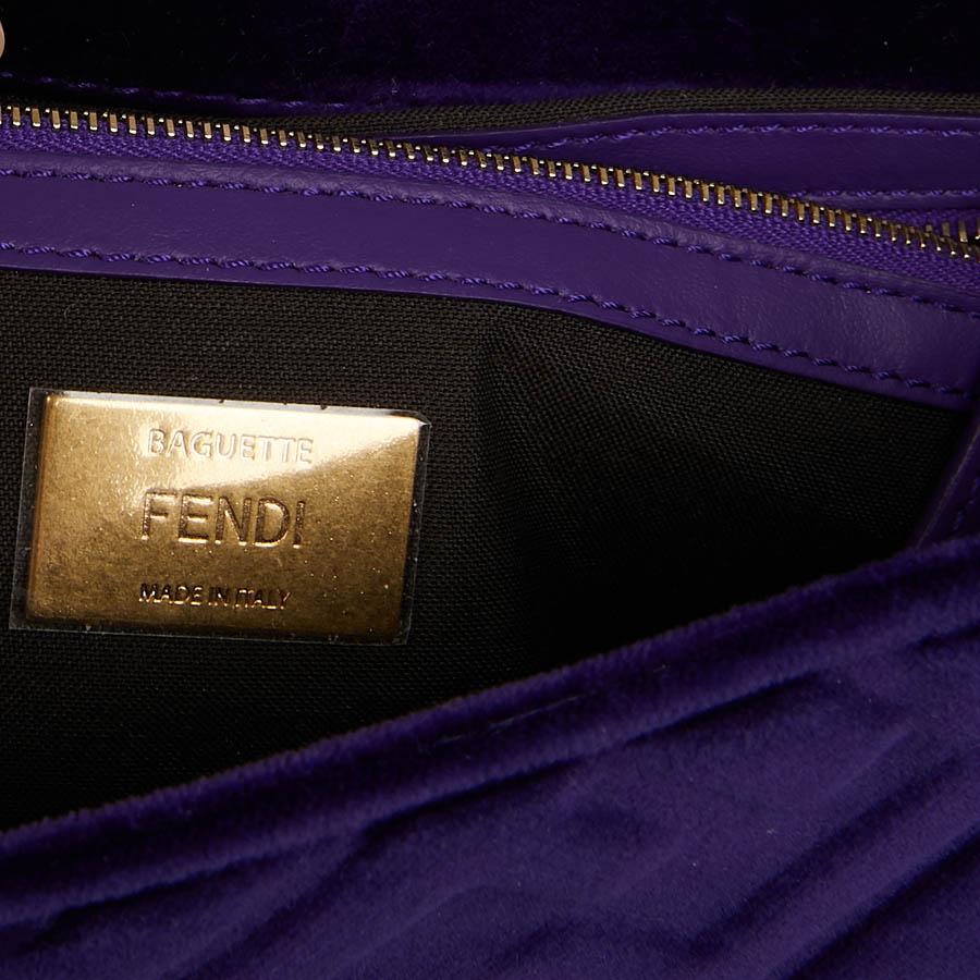 FENDI Baguette Purple Embossed Velvet Bag 6