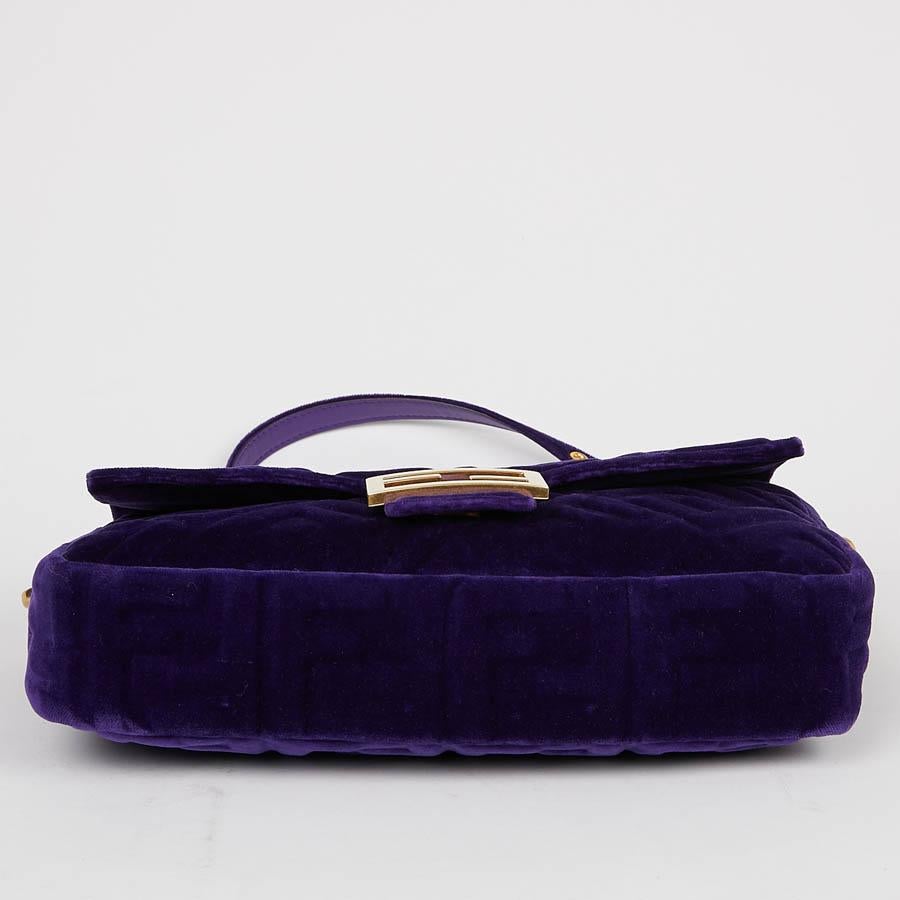 Women's FENDI Baguette Purple Embossed Velvet Bag