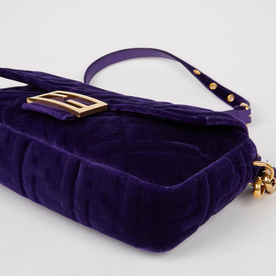 FENDI Baguette Purple Embossed Velvet Bag 1