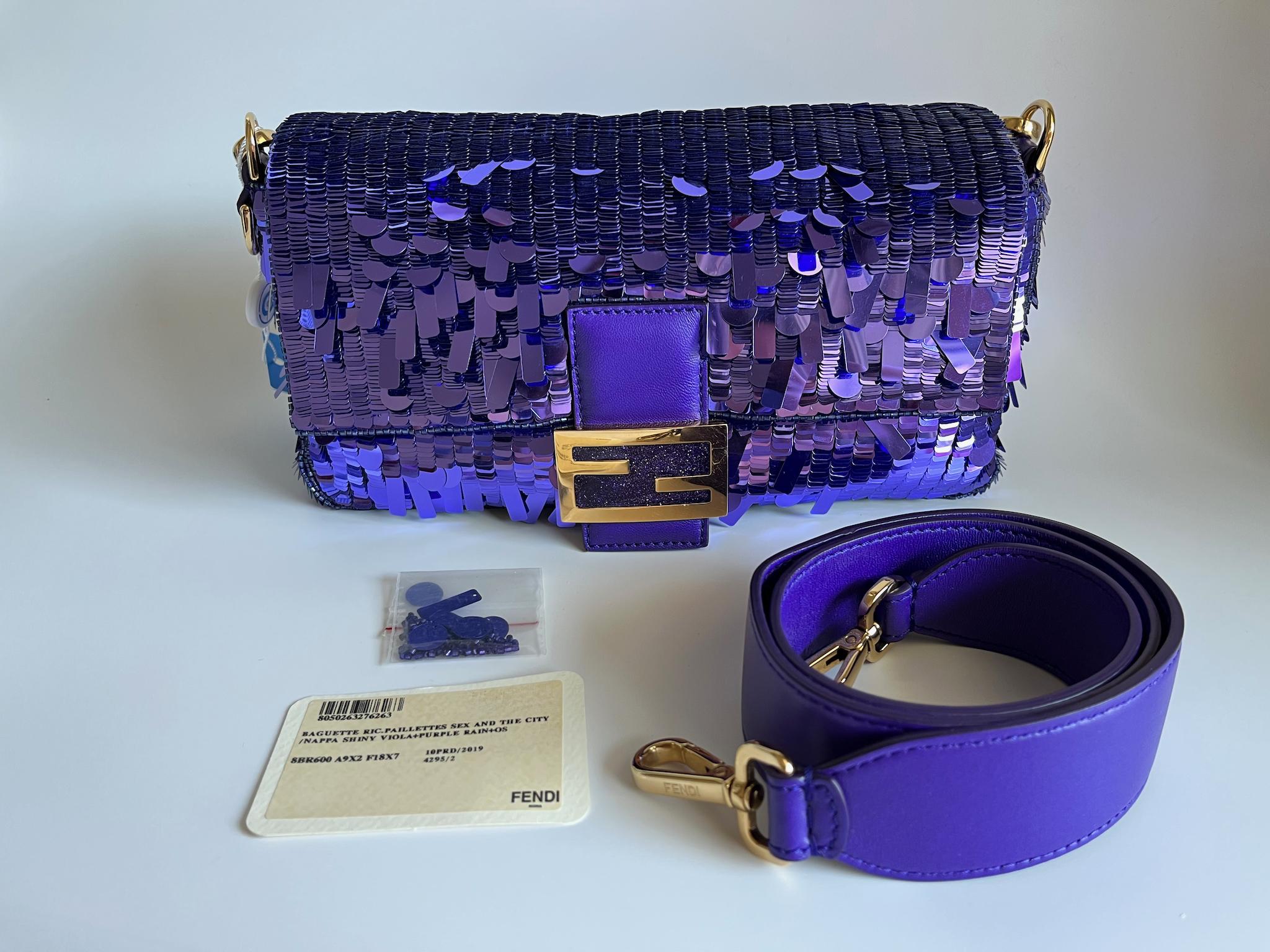 Fendi Baguette Purple Glitter Sequins Sex and City 9