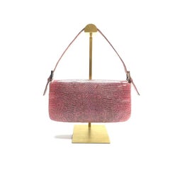 Fendi Baguette Purple Lizard Skin Leather Handbag