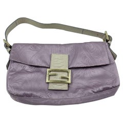 FENDI Baguette Purple Silk with embossed pattern