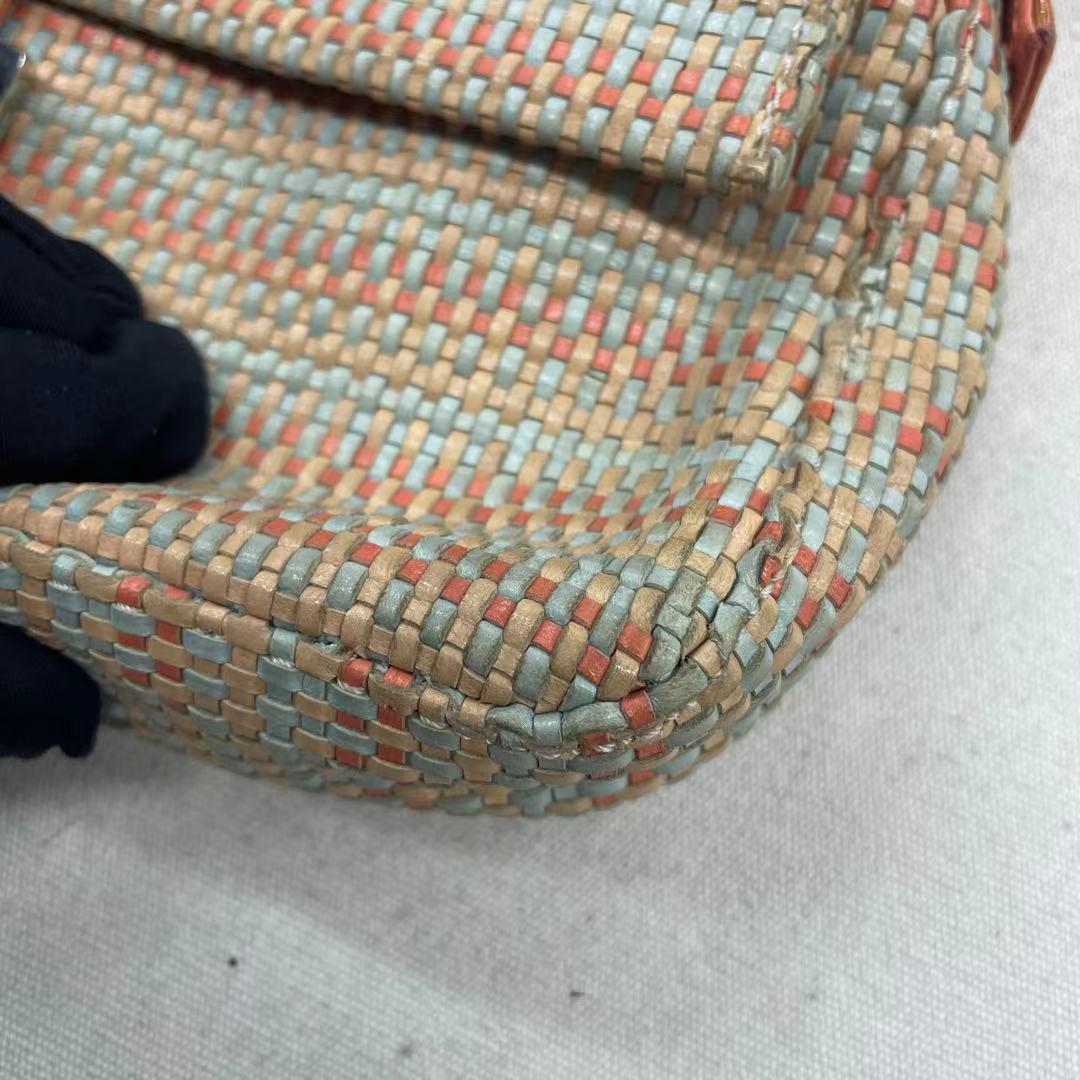 Fendi Baguette Raffia Straw Multicolor Shoulder Bag 14