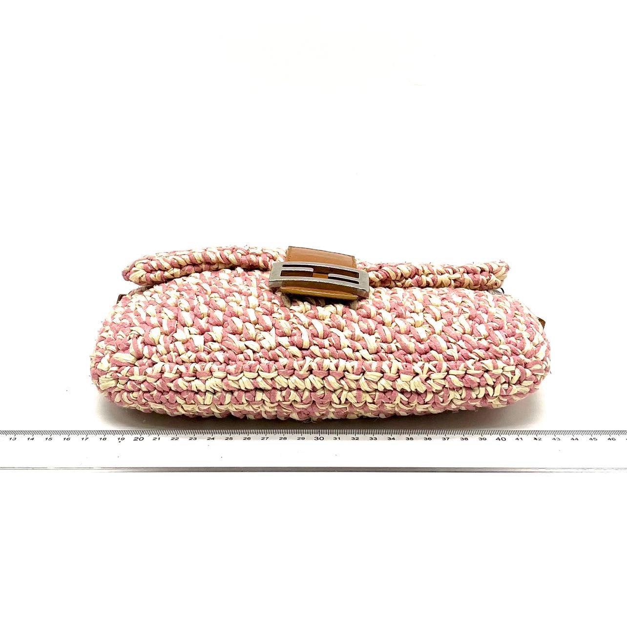 Women's Fendi Baguette Raffia Straw Multicolor Shoulder Bag