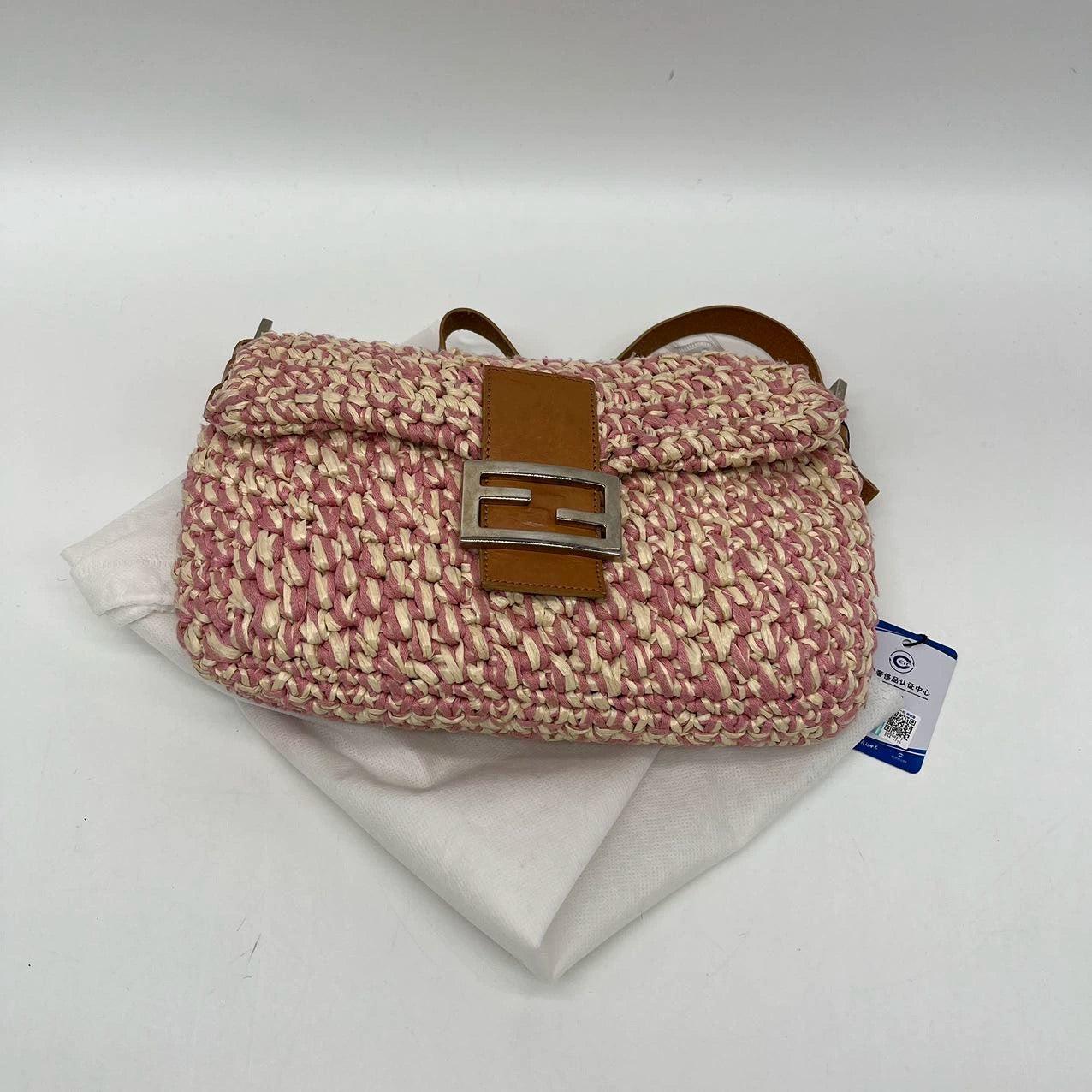 Fendi Baguette Raffia Straw Multicolor Shoulder Bag 3