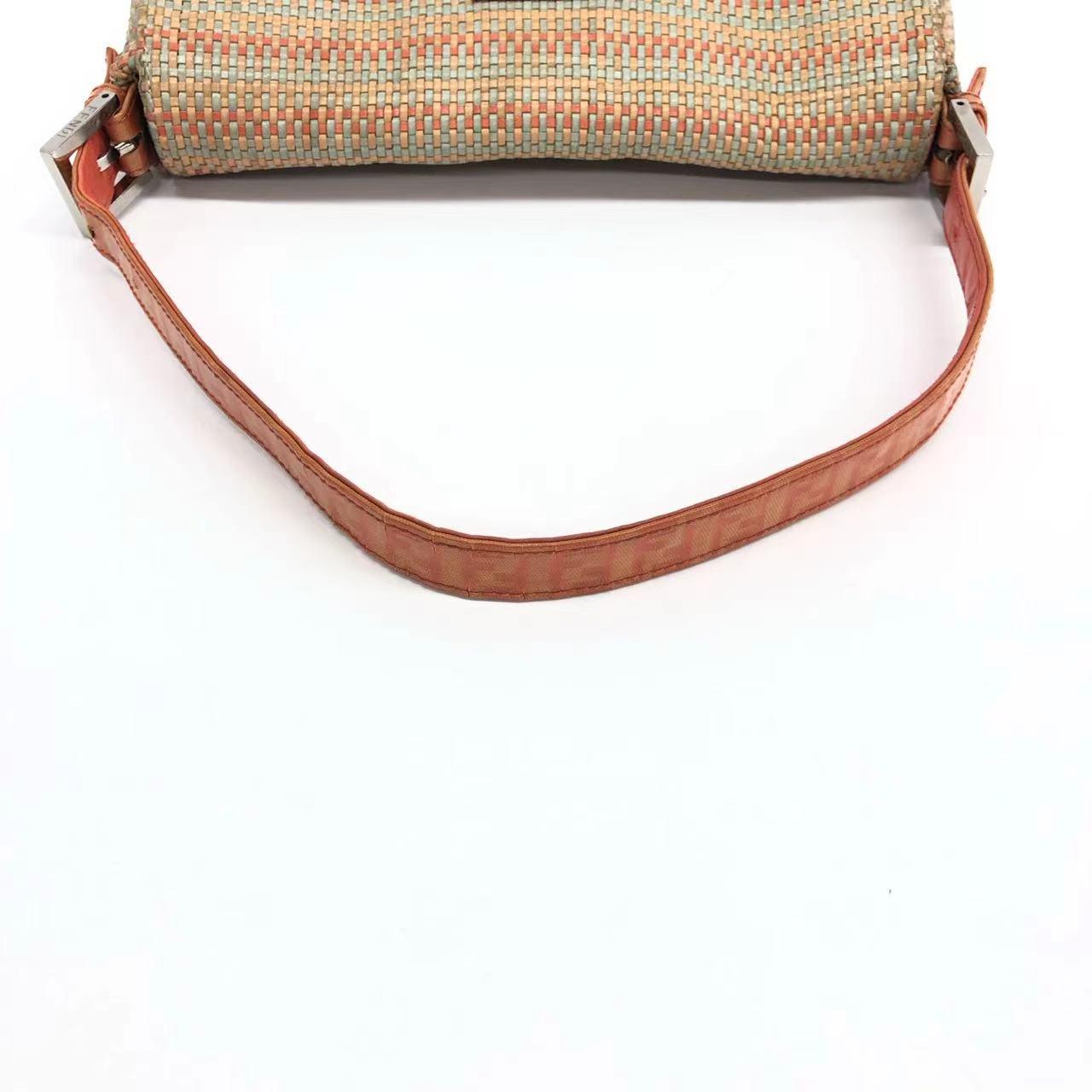 Fendi Baguette Raffia Straw Multicolor Shoulder Bag 3