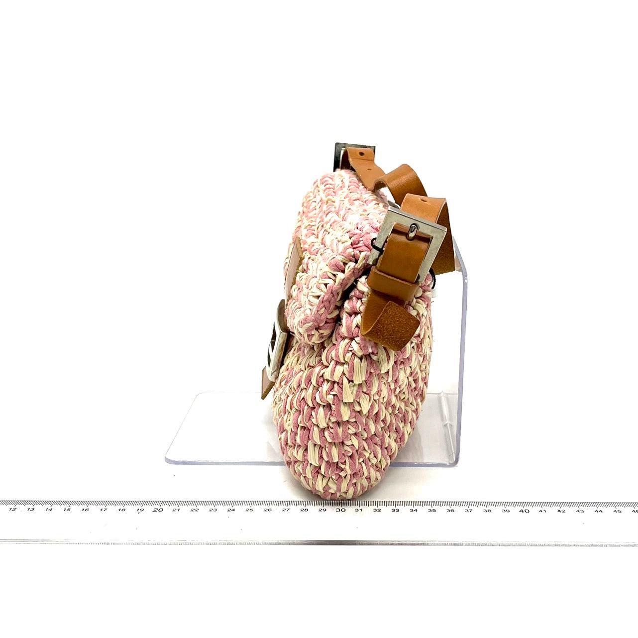 Fendi Baguette Raffia Straw Multicolor Shoulder Bag 4