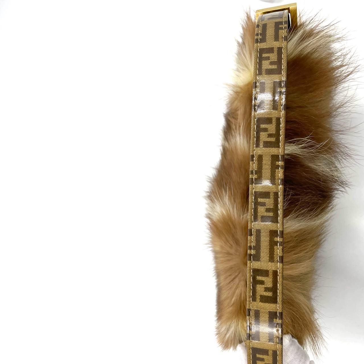 Fendi Baguette RARE Skunk Fur Vinyl Zucchino Strap Tobacco Multicolor 8