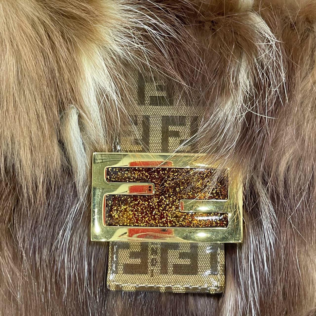 Fendi Baguette RARE Skunk Fur Vinyl Zucchino Strap Tobacco Multicolor 15
