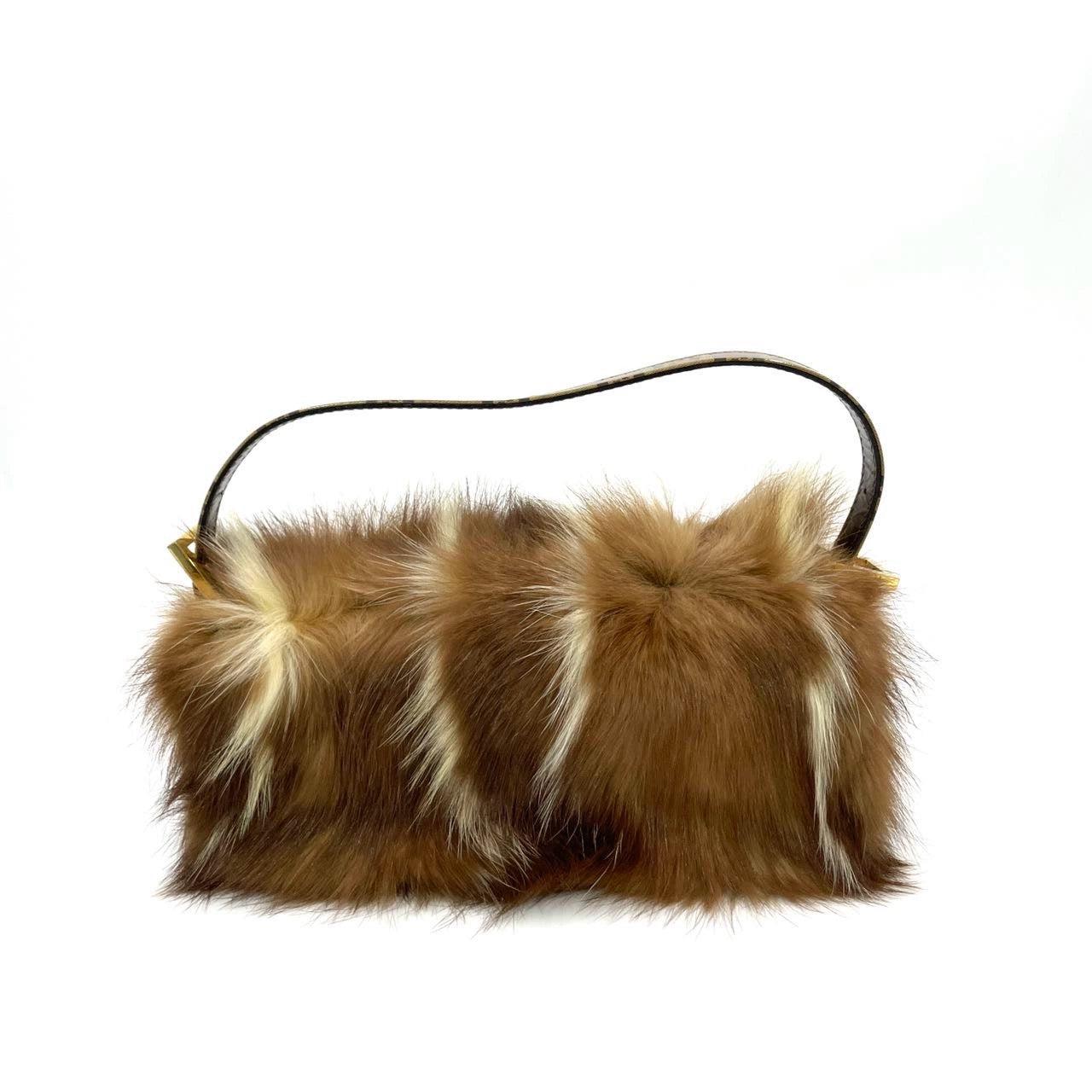Fendi Baguette RARE Skunk Fur Vinyl Zucchino Strap Tobacco Multicolor 1
