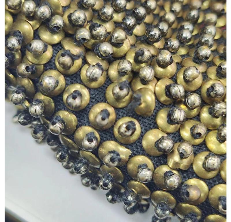 Fendi Baguette Rare Vintage Gold Metallic Beaded Snake-skin Trimmed Shoulder Bag 7