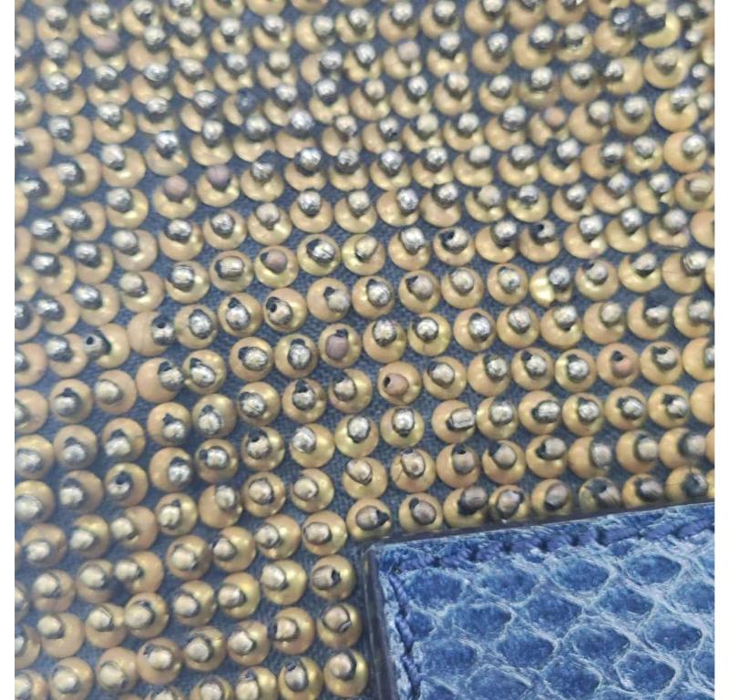 Fendi Baguette Rare Vintage Gold Metallic Beaded Snake-skin Trimmed Shoulder Bag 13