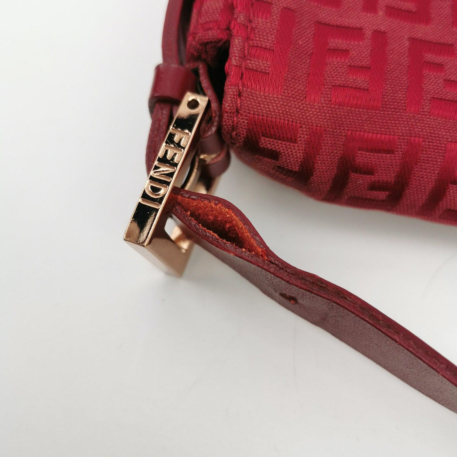 Fendi Baguette Red Zucchino Print Monogram 9