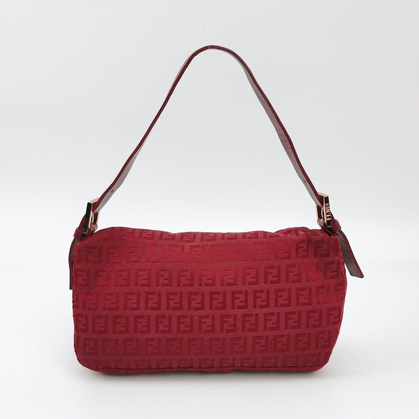 Women's Fendi Baguette Red Zucchino Print Monogram