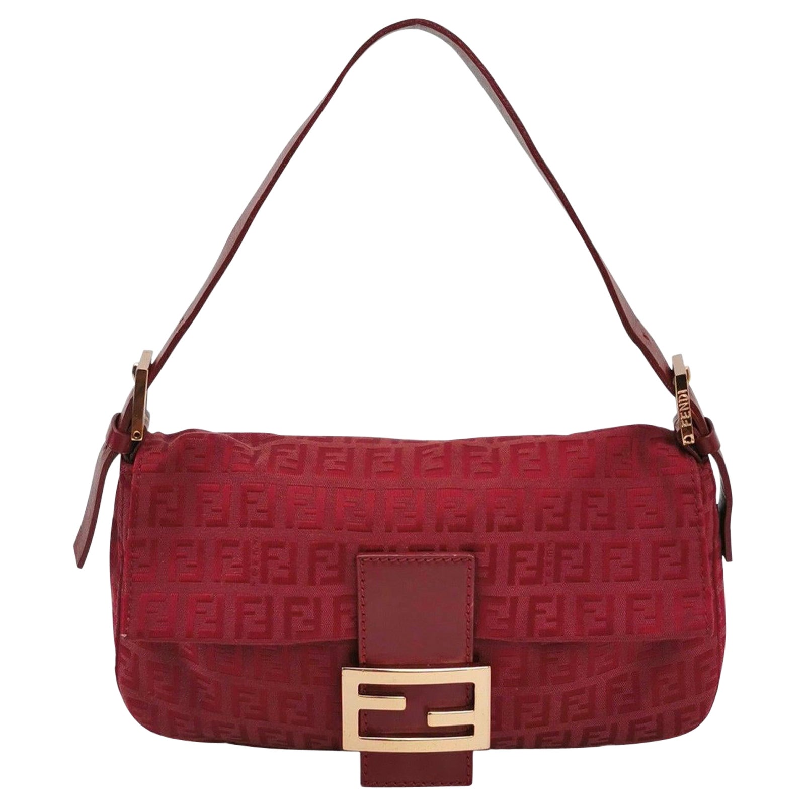 Fendi Baguette Red Zucchino Print Monogram
