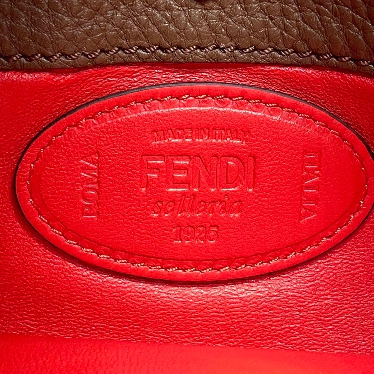 Fendi Baguette Selleria Calfskin Leather Crossbody Bag Large Brown 7