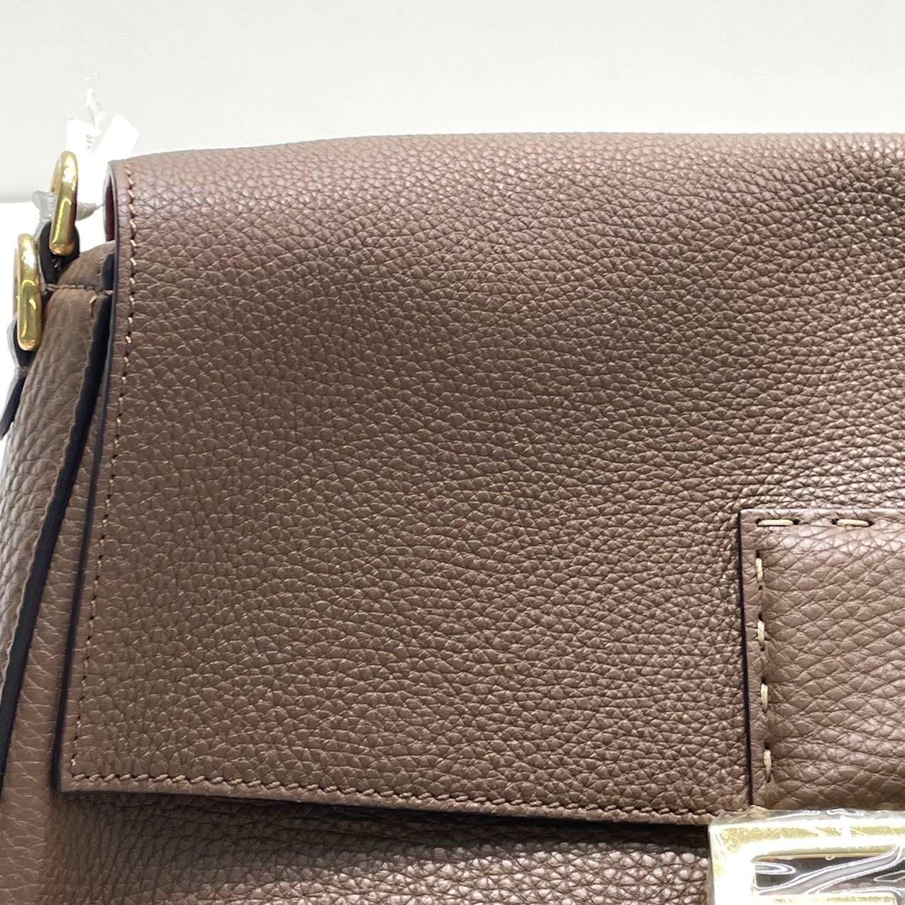 Fendi Baguette Selleria Calfskin Leather Crossbody Bag Large Brown 11
