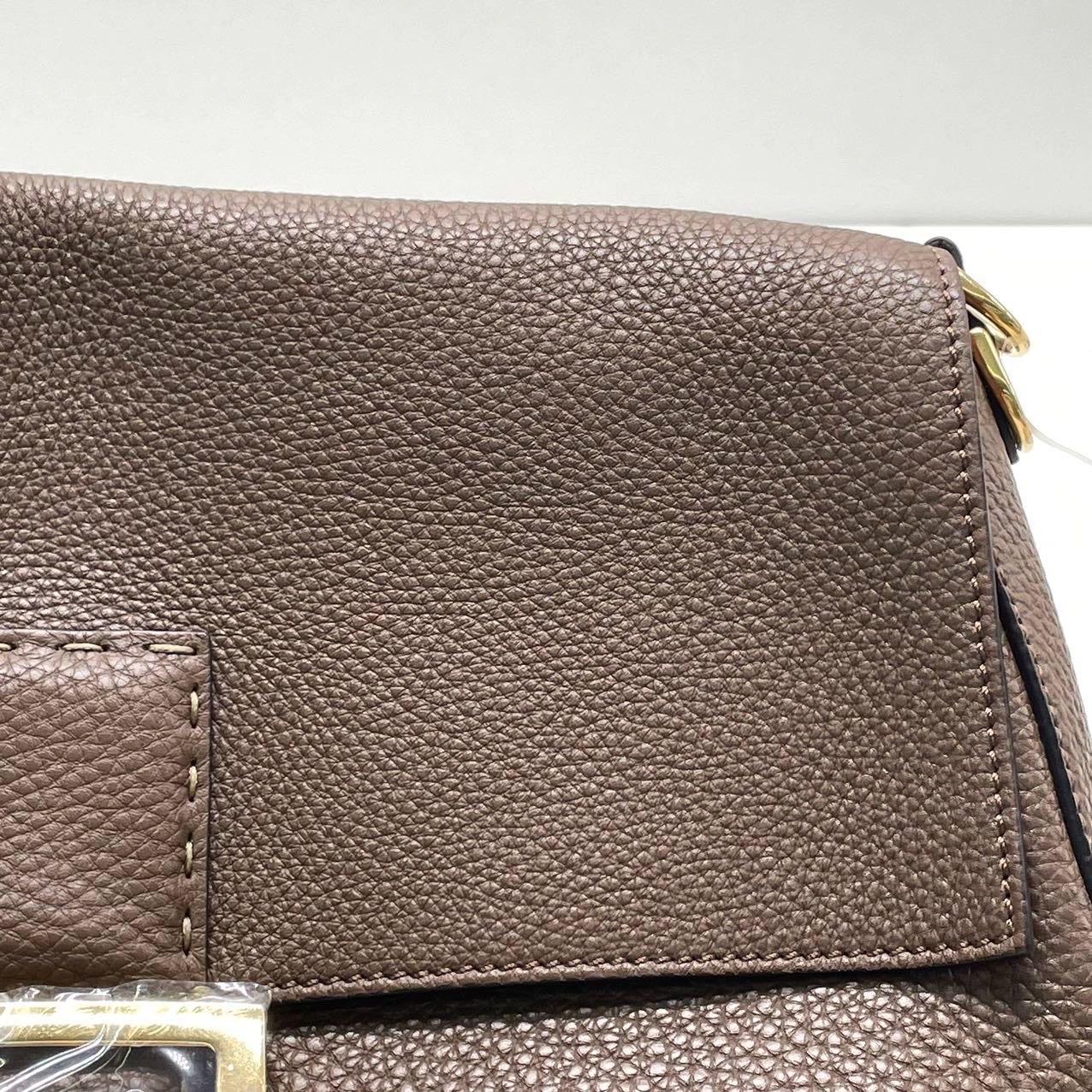 Fendi Baguette Selleria Calfskin Leather Crossbody Bag Large Brown 12
