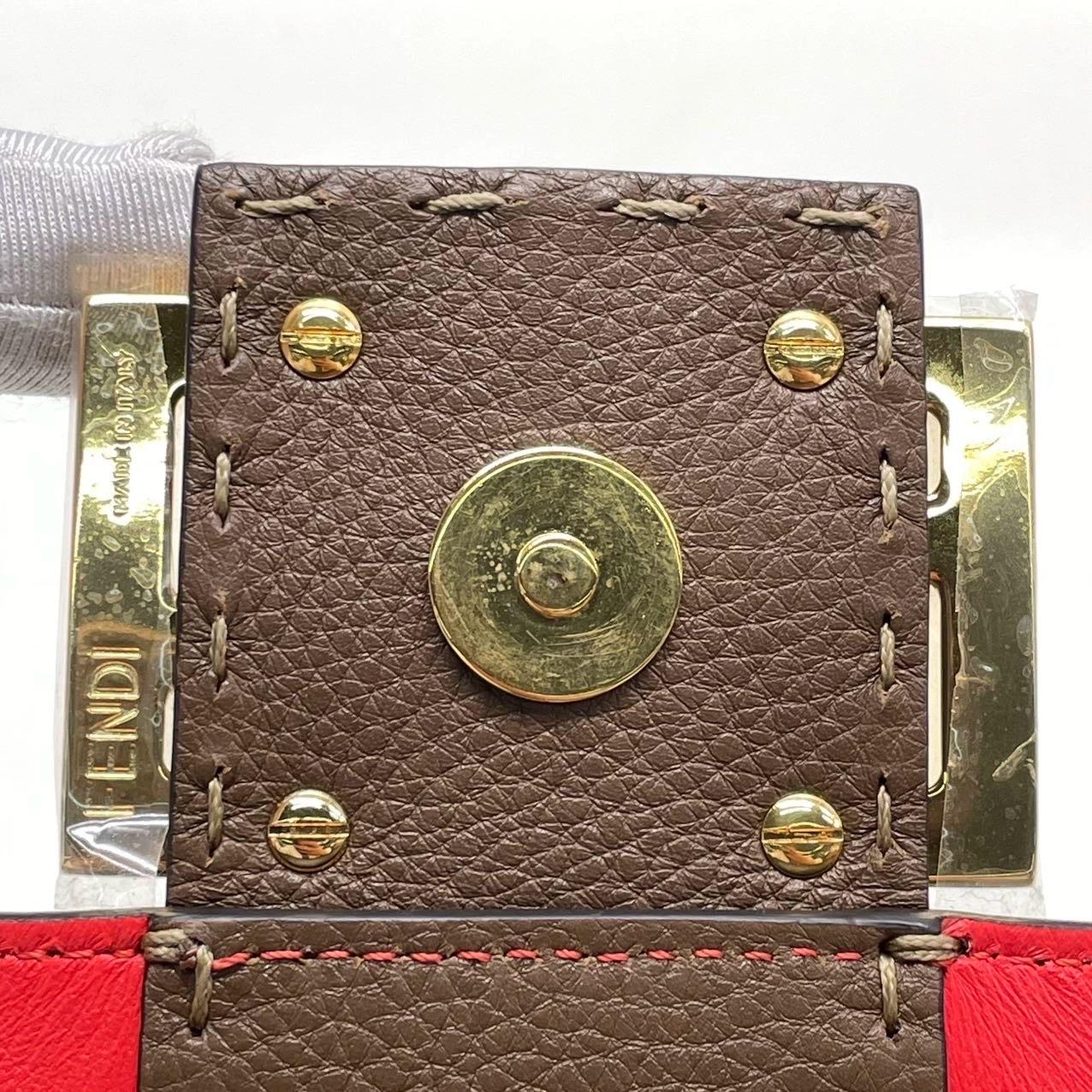 Fendi Baguette Selleria Calfskin Leather Crossbody Bag Large Brown 14
