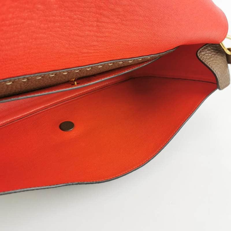 Women's Fendi Baguette Selleria Calfskin Leather Crossbody Bag Large Brown