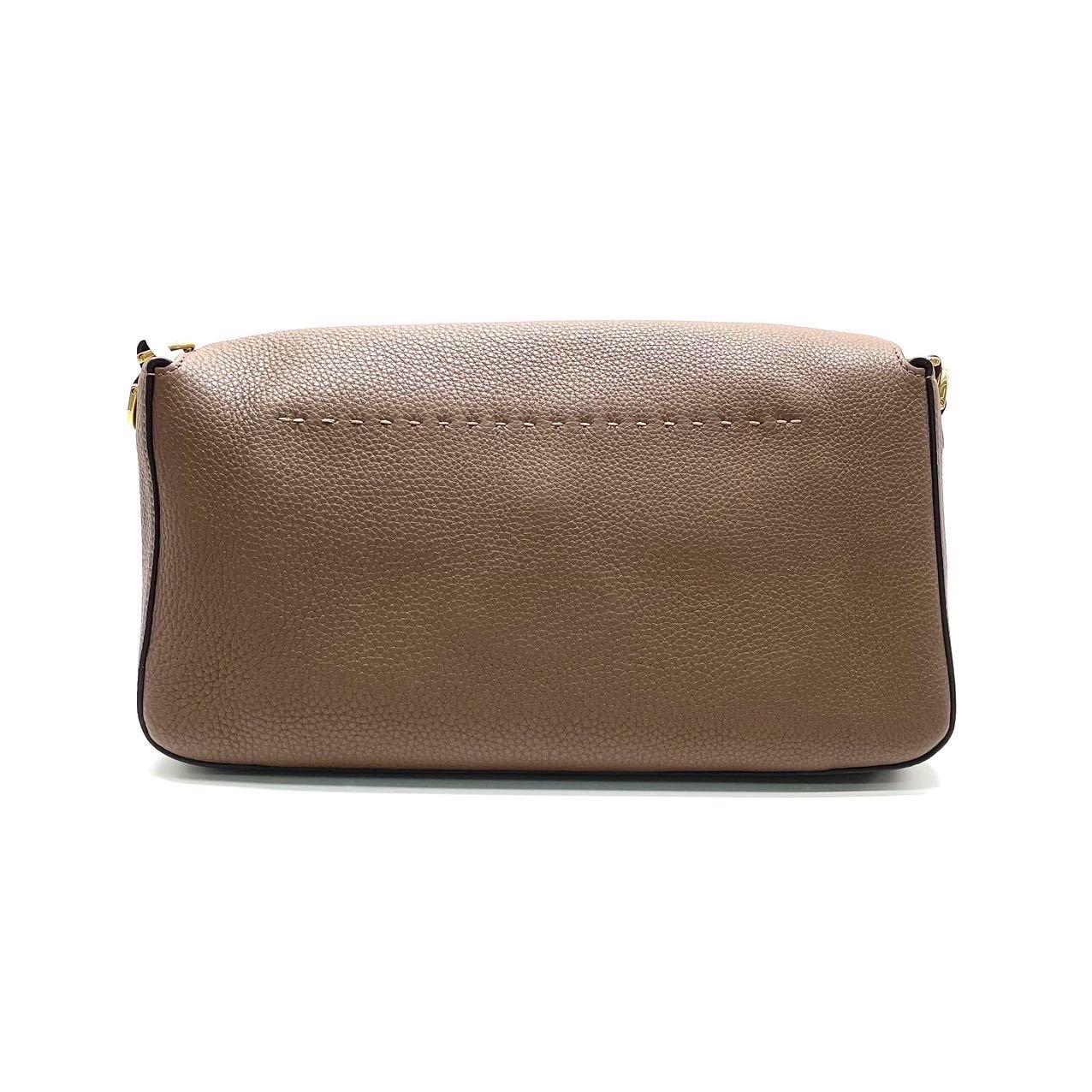 Women's Fendi Baguette Selleria Calfskin Leather Crossbody Bag Large Brown
