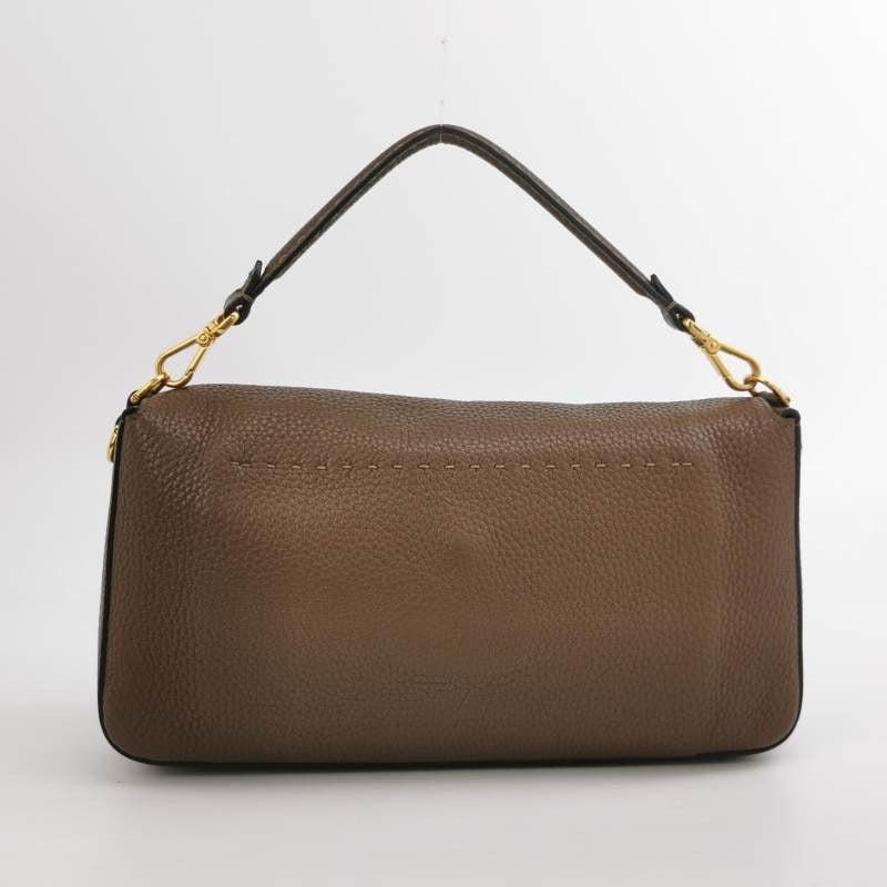 Fendi Baguette Selleria Calfskin Leather Crossbody Bag Large Brown 2