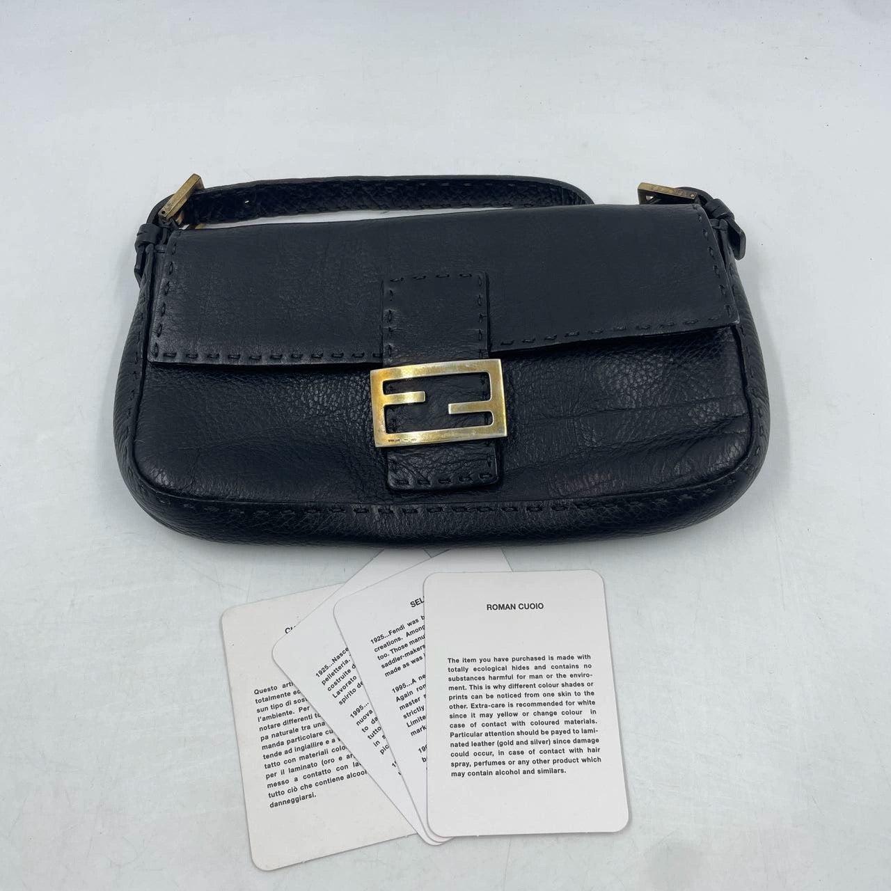 Fendi Baguette Selleria Calfskin Leather Redyed Black Shoulder Bag For Sale 6