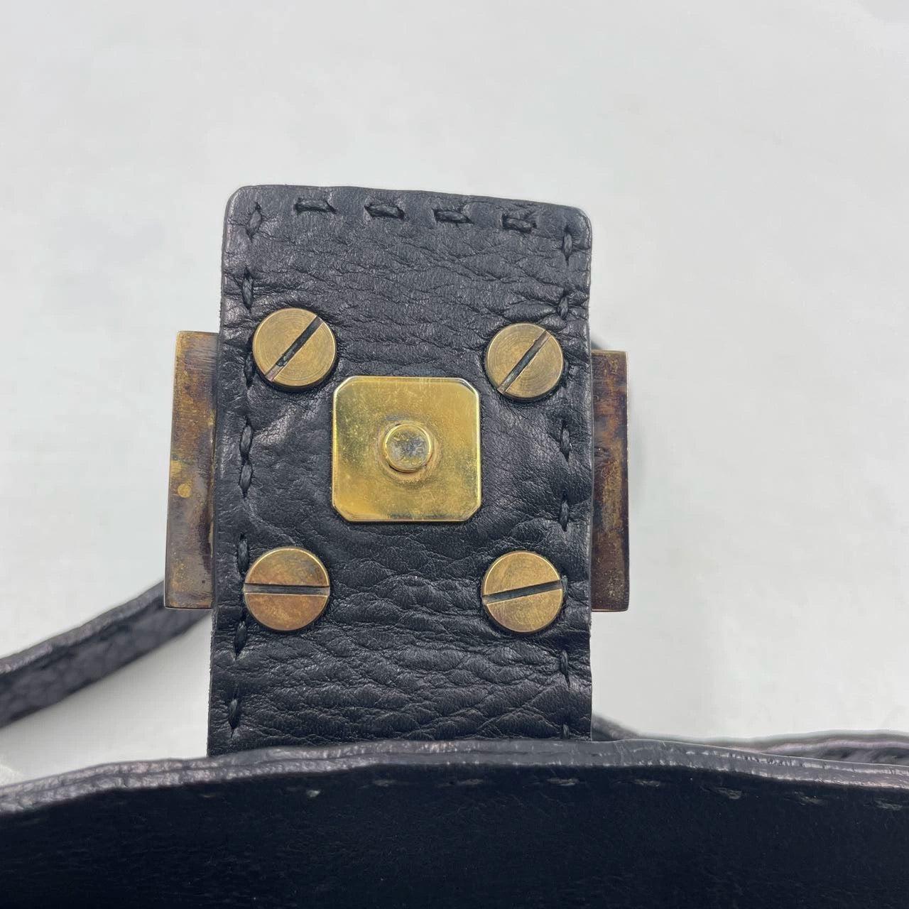Fendi Baguette Selleria Calfskin Leather Redyed Black Shoulder Bag For Sale 7
